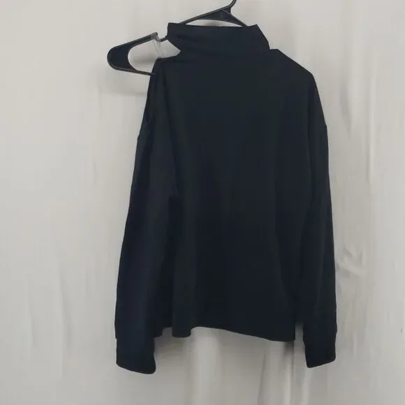 Nine West Black Knit top Medium cold Shoulder (AL) - Picture 7 of 8